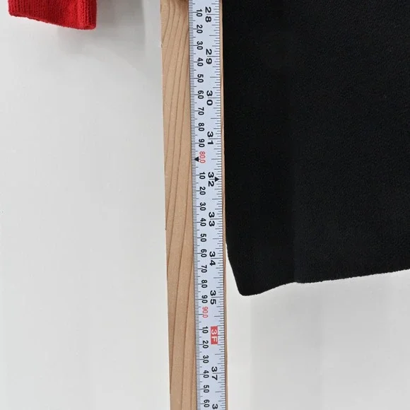 Vtg 80s ST JOHN Dress Size 8 Santana Knit Colorblock Red Black Mock Neck Shift - Picture 5 of 15